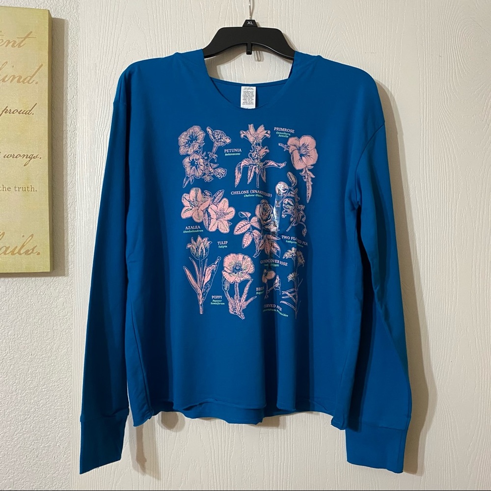 Pink Flowers Long Sleeve Graphic Hoodie